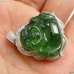 翡翠臻品 A貨滿色陽綠佛公18K金鑲嵌，附證書與復(fù)檢保障，尊享傳世之禮